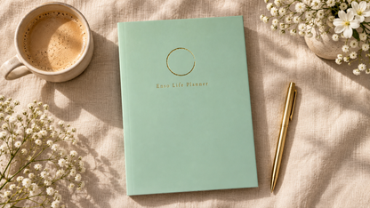 2027 Enso Life Planner NURTURE sage green flat lay